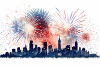Fireworks outdoors city white background. AI generated Image by rawpixel.