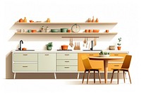 Kitchen furniture cabinet table. 