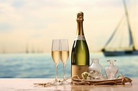 Celebration champagne outdoors bottle. AI generated Image by rawpixel.