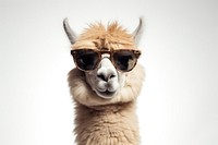 Sunglasses alpaca mammal animal. 