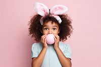 Portrait holding easter child. 