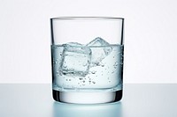 Glass water ice white background. 