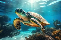 Sea underwater outdoors reptile. AI generated Image by rawpixel.