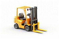 Forklift white background delivering equipment. 