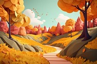 Cartoon outdoors autumn forest. 