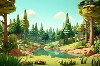Forest landscape outdoors cartoon. AI generated Image by rawpixel.