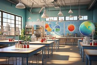 Classroom architecture restaurant cafeteria. AI generated Image by rawpixel.