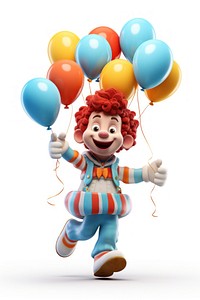 Balloon clown cartoon white background. AI generated Image by rawpixel.