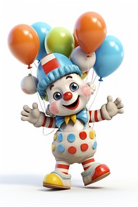 Balloon clown cartoon white background.