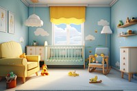 Nursery room furniture crib. 