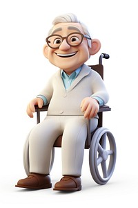 Wheelchair glasses cartoon white background. 