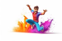 Jumping cartoon purple holi. 