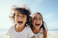 Laughing portrait outdoors nature. 