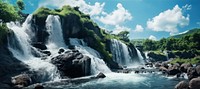 Waterfall landscape outdoors nature. 