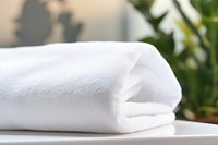 Towel white textile blanket. 