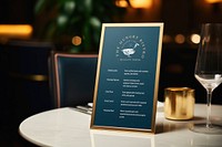 Menu sign mockup, restaurant branding psd