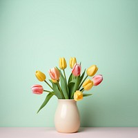 Tulip vase flower plant. 