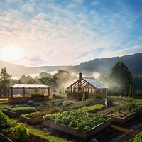 Outdoors architecture greenhouse gardening. AI generated Image by rawpixel.
