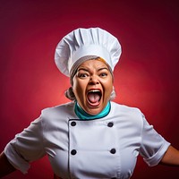 Shouting chef head happiness. 