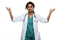 Doctor women white background stethoscope. 