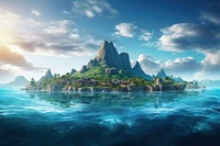 Island ocean landscape panoramic. 