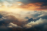 Mountain sky landscape panoramic. 