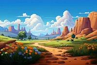 Landscape panoramic outdoors cartoon. 