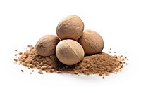 Ground nutmeg food white background ingredient. AI generated Image by rawpixel.
