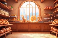 Bakery cartoon food shop. 