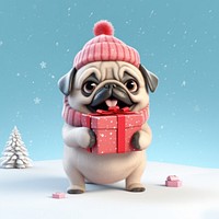 Pug dog figurine animal. 