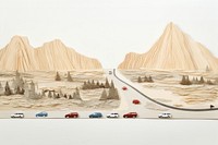 Road car mountain painting. AI generated Image by rawpixel.