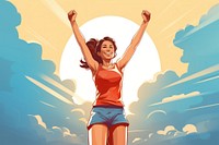 Standing arms raised exercising relaxation. AI generated Image by rawpixel.