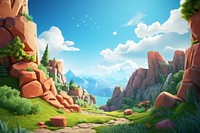 Landscape mountain outdoors cartoon. 