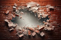 Brick backgrounds breaking wall. 