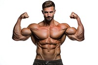 Muscles bodybuilder sports adult white background. AI generated Image by rawpixel.