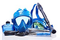 Snorkel gear white background accessories protection. AI generated Image by rawpixel.