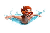 Swimming portrait cartoon sports. AI generated Image by rawpixel.