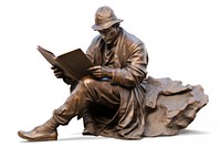 Statue reading bronze sculpture. 