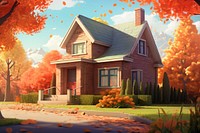 Autumn house architecture building. 