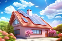 Outdoors cartoon house roof. AI generated Image by rawpixel.