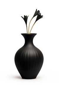 Black ceramic matte vase plant white background simplicity. AI generated Image by rawpixel.
