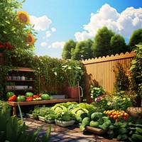Backyard vegetable gardening outdoors. AI generated Image by rawpixel.