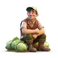 Vegetable sitting smiling cartoon. 