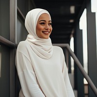 Hijab scarf smile white. 