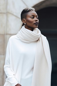 Scarf portrait outdoors looking. 