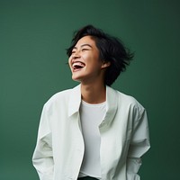 Laughing looking adult green. AI generated Image by rawpixel.