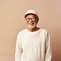 Glasses smiling adult studio shot. 