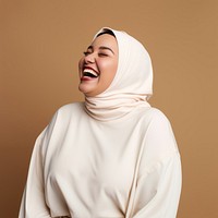 Laughing adult hijab woman. 