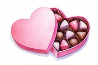 Heart chocolate pink box, digital paint illustration.