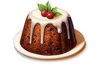 Chocolate dessert pudding Christmas, digital paint illustration.  image